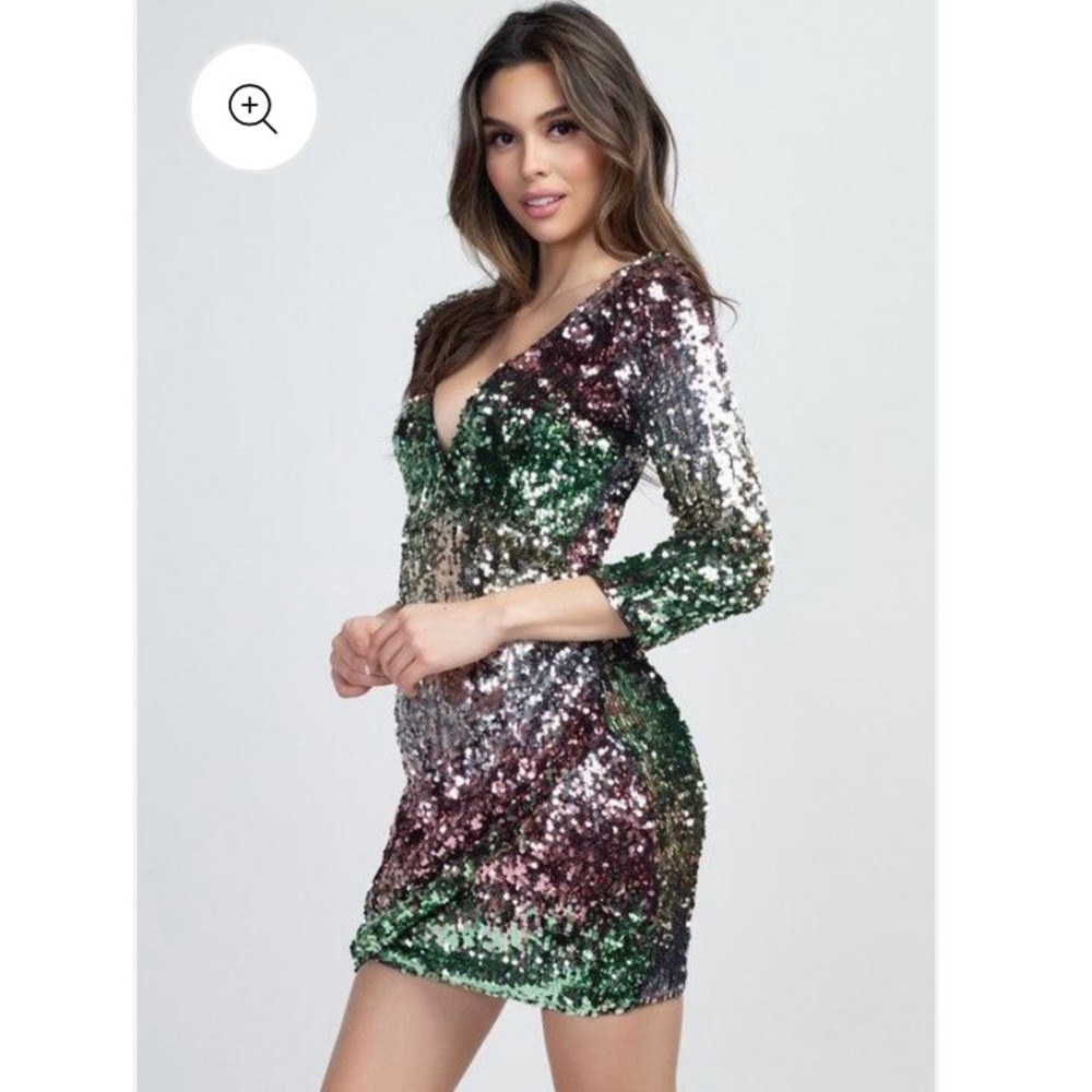 Fashion Nova Sequin Multicolor Dress